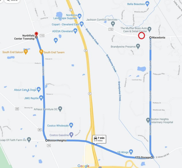 Twinsburg Road Culvert Replacement Detour Route