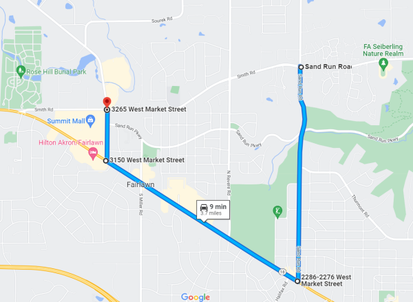 Smith Road Detour Route Map