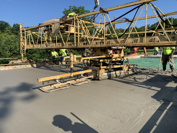 Image of Brandywine Road Bridge Deck Pour in Progress title=