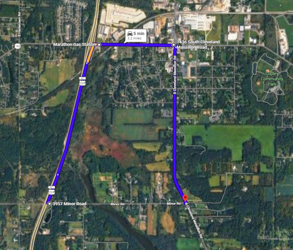 Minor Rd over Wolf Creek Detour Map
